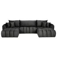 ECKSOFA Iris U mit Schlaffunktion und Bettkasten, U-Form – Grau Samt 382/184/85 cm - Schwarz/Grau, Kunststoff/Textil (382/184cm) - WFL GROUP