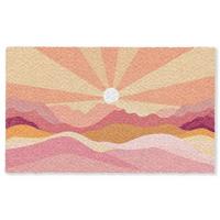 FUSSMATTE Berge - Abstrakt - Sonnenstrahlen - Rosa Sauberlaufmatte 150x90 cm - Rosa, Kunststoff (150/0.4cm) - MuchoWow