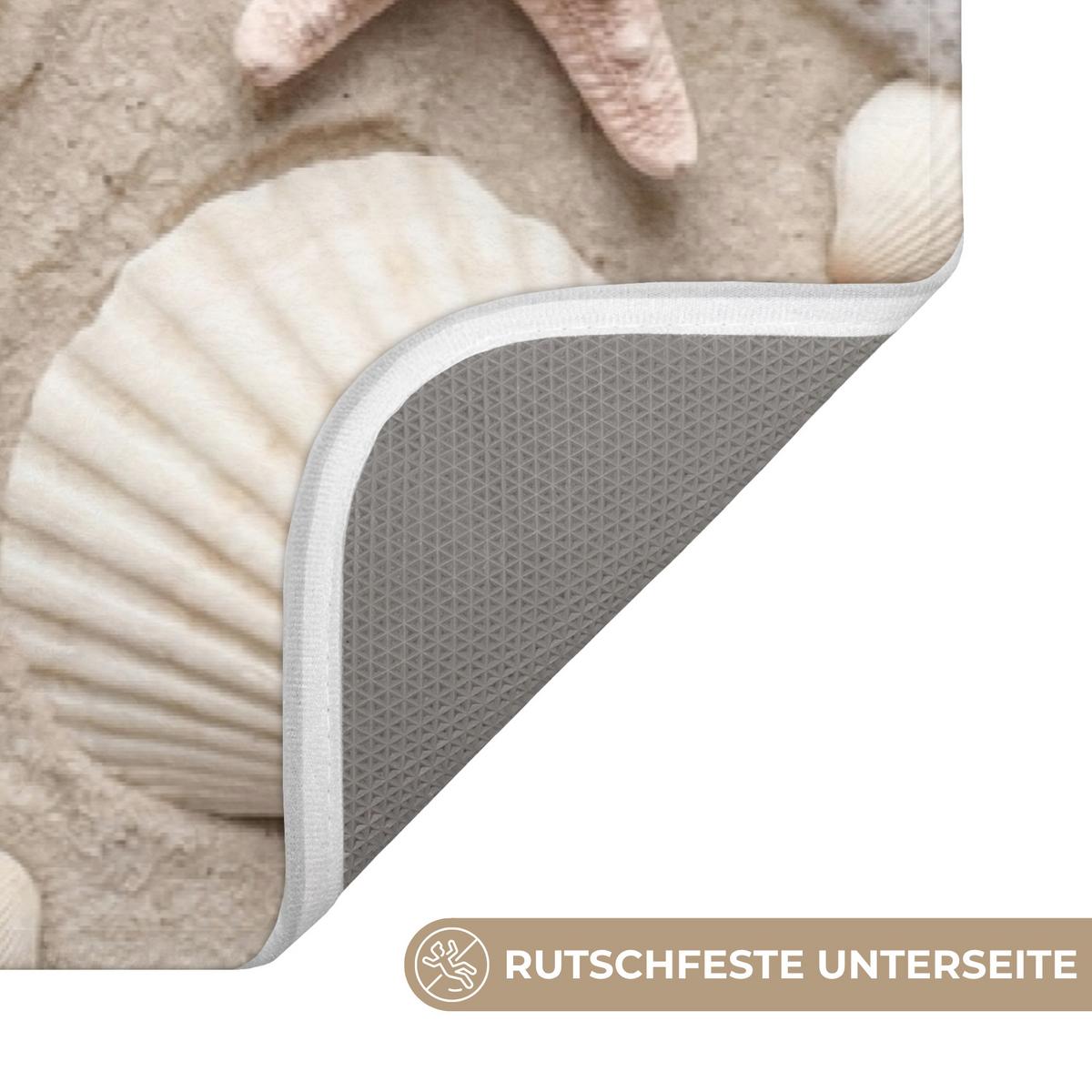 BADEMATTE Muscheln - Seesterne - Strand 120x60 cm - Sandfarben/Creme, Textil (120/60cm) - OnlyWow