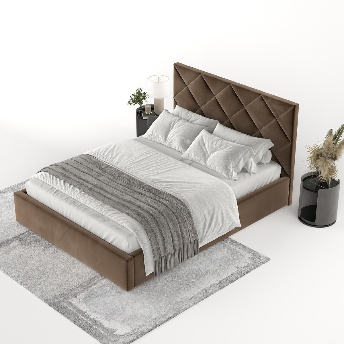 POLSTERBETT Torno 180/200 cm Braun im Kronos Stoff - Schwarz/Naturfarben, Holz/Holzwerkstoff (180/200cm) - AltaBeds