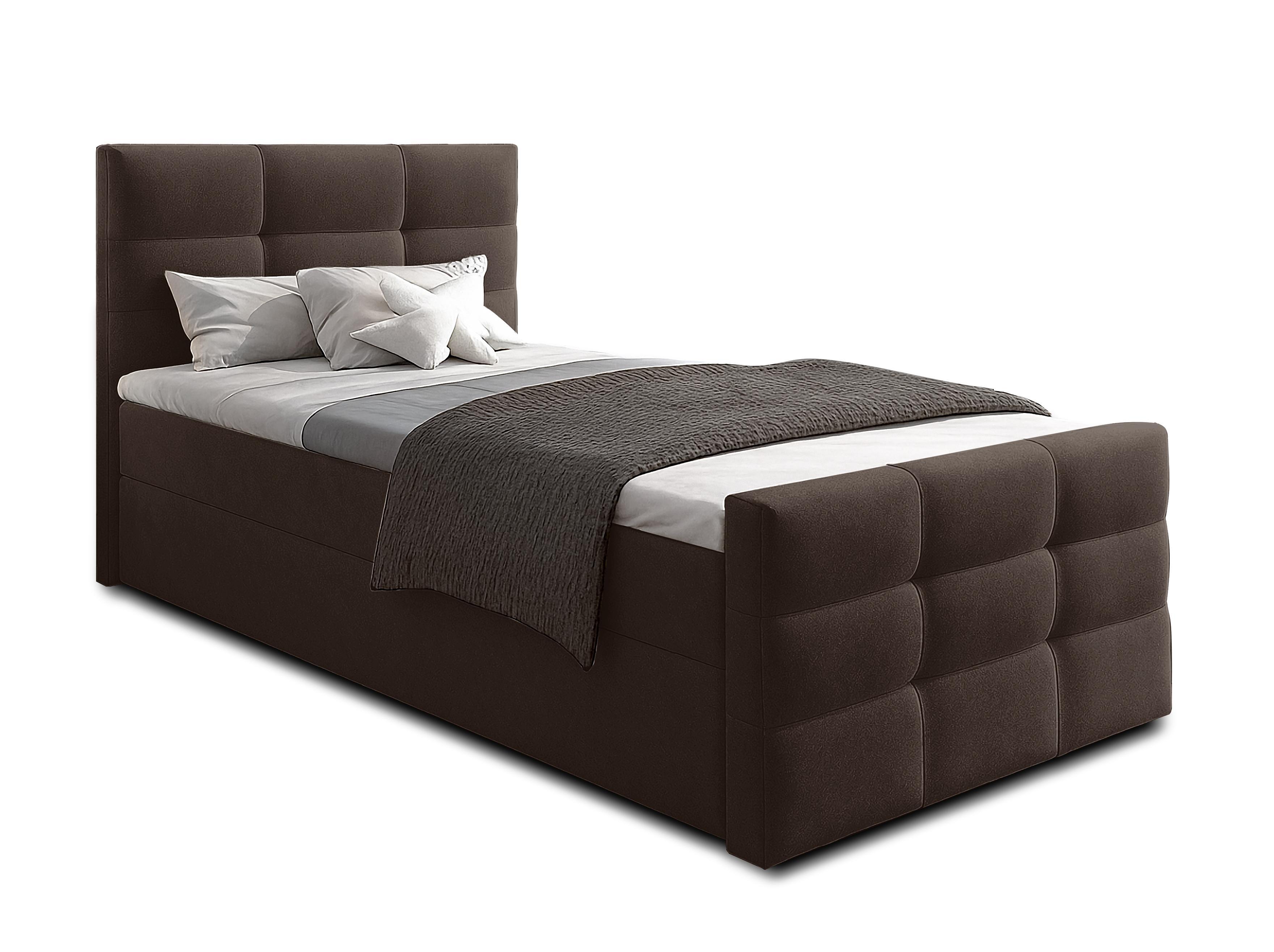 BOXBETT ARGENTARO 90x200 cm mit Bettkasten und Matratze - Braun + TOPPER - Schwarz/Braun, Holz/Holzwerkstoff (90/200cm) - AX Living