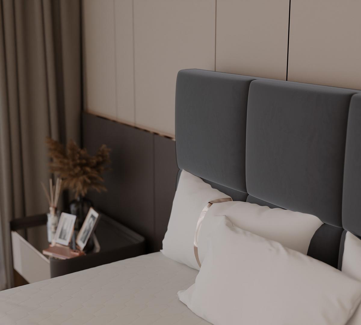 BOXBETT 120x200 cm mit Topper - Dunkelgrau, Textil (200/200cm) - Idohome