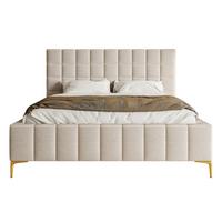 POLSTERBETT Szejlo Graubeige Chenille 180 cm - Greige/Goldfarben, Textil/Metall (180/200cm) - Selsey