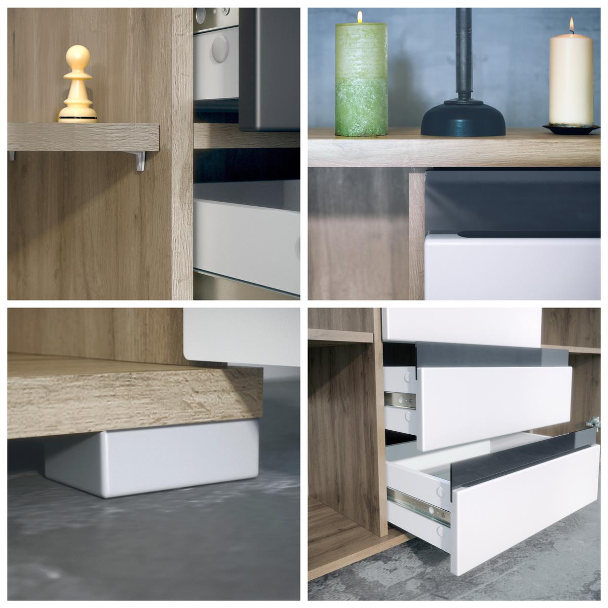 SIDEBOARD Sylt Weiß Hochglanz - Weiß Hochglanz, Holzwerkstoff (138.5/75.5/35cm) - Vladon