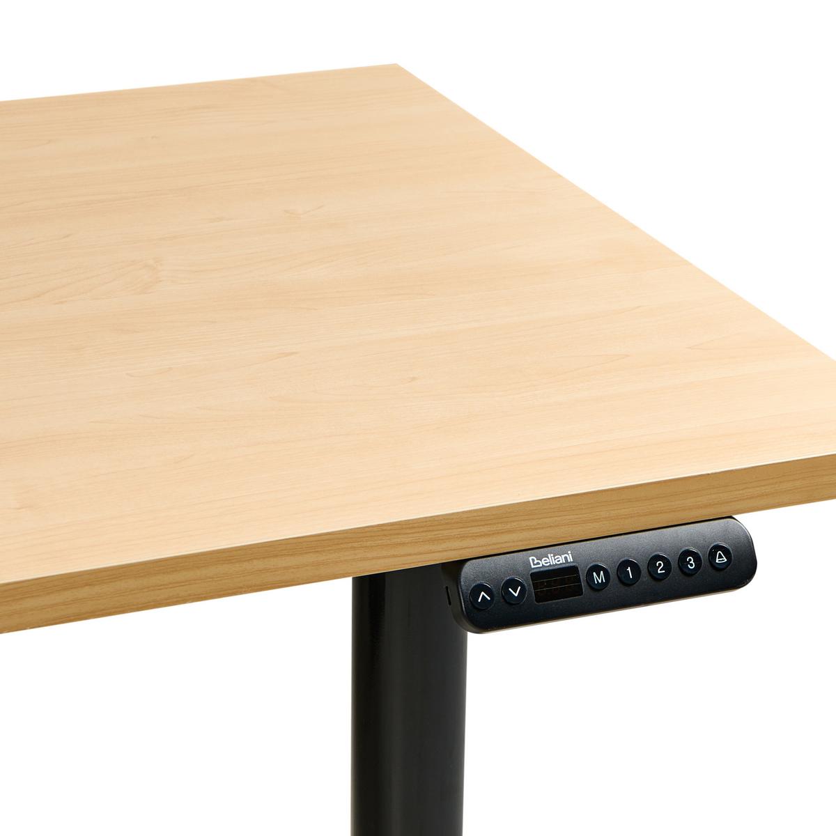 SCHREIBTISCH elektrisch höhenverstellbar 120/72 cm Schwarz/Hellbraun Destinas - Hellbraun/Schwarz, Holzwerkstoff/Metall (72/120/67cm) - Beliani
