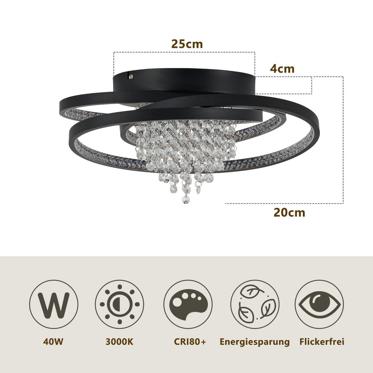 LED DECKENLEUCHTE Mivoris 48/25/20 cm - Schwarz, Metall (48/25/20cm) - ZMH