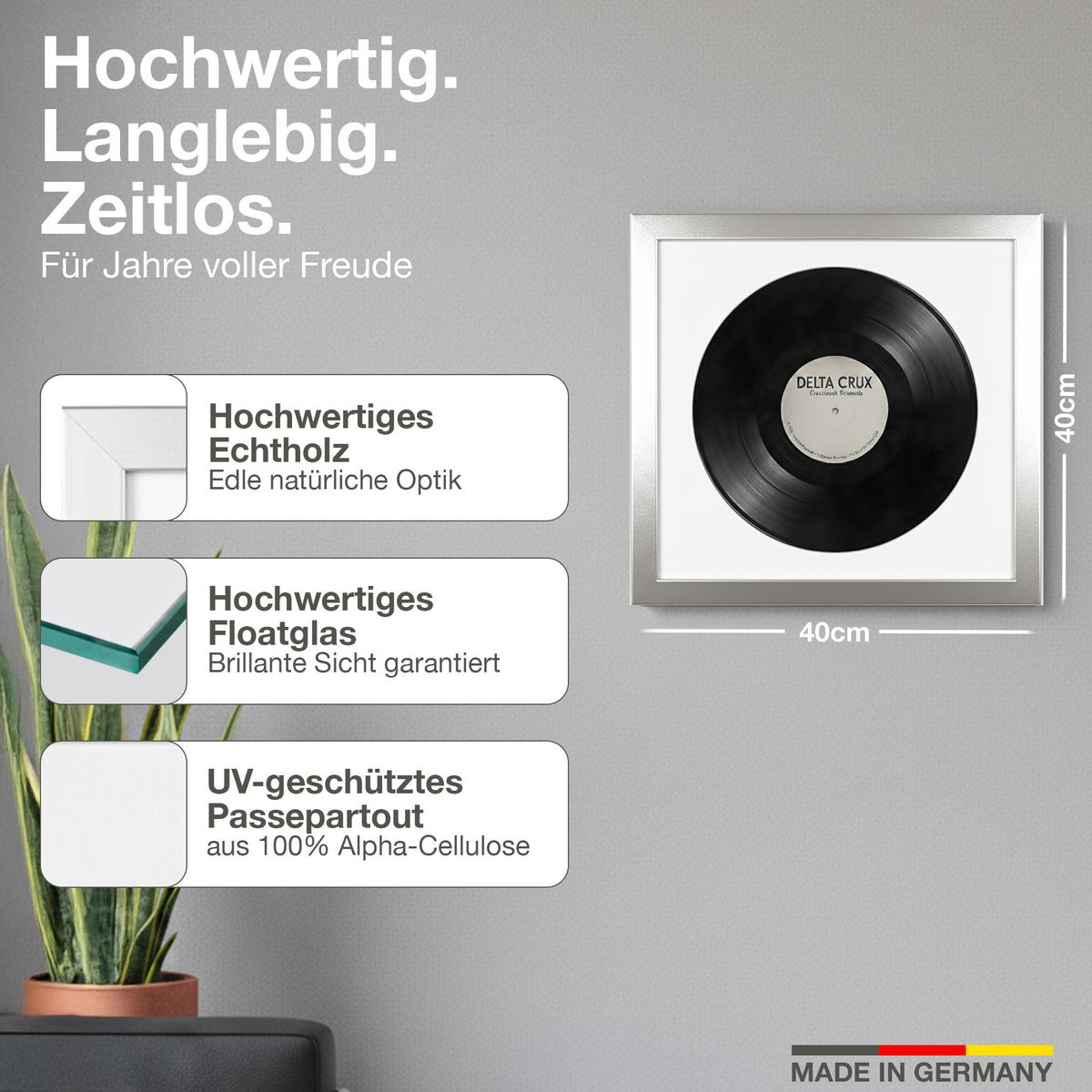 VINYL BILDERRAHMEN 40/40 2er Set - Silberfarben, Holz (40/40cm) - K-Möbel