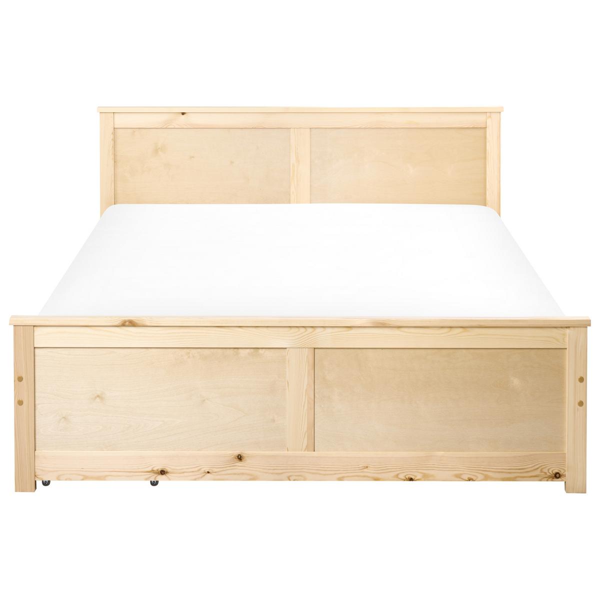 BETT mit 2 Schubladen 180/200 cm Kiefernholz Hellbraun Dauphin - Hellbraun, Holz (180/200cm) - Beliani