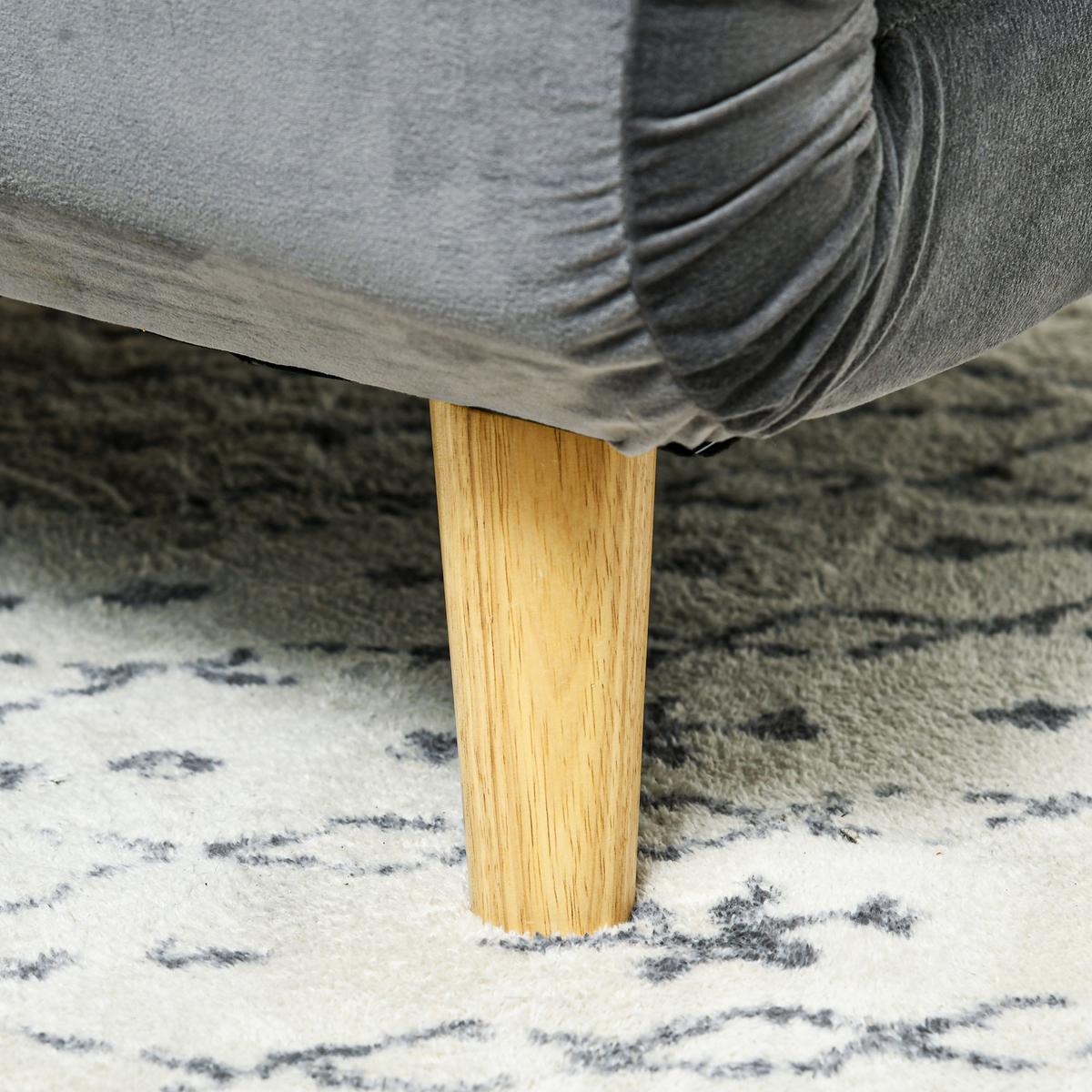 SCHLAFSESSEL, Klappsessel mit Bettfunktion, Schlafsofa mit Kissen, Samt, Grau - Naturfarben/Grau, Holz/Textil (78/79/72cm) - HOMCOM
