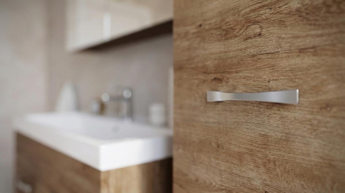 BADMÖBEL-SET Paso LED 4 Teile Braun Eiche - 80 x 35 x 55 cm - Eichefarben/Braun, Holz (80/55/40cm) - Badplaats