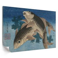 POSTER - 29x21 cm (A4) - Hokusai - Karpfen im Seetang - Blau, Textil (29.7/21/0.1cm) - TULUP