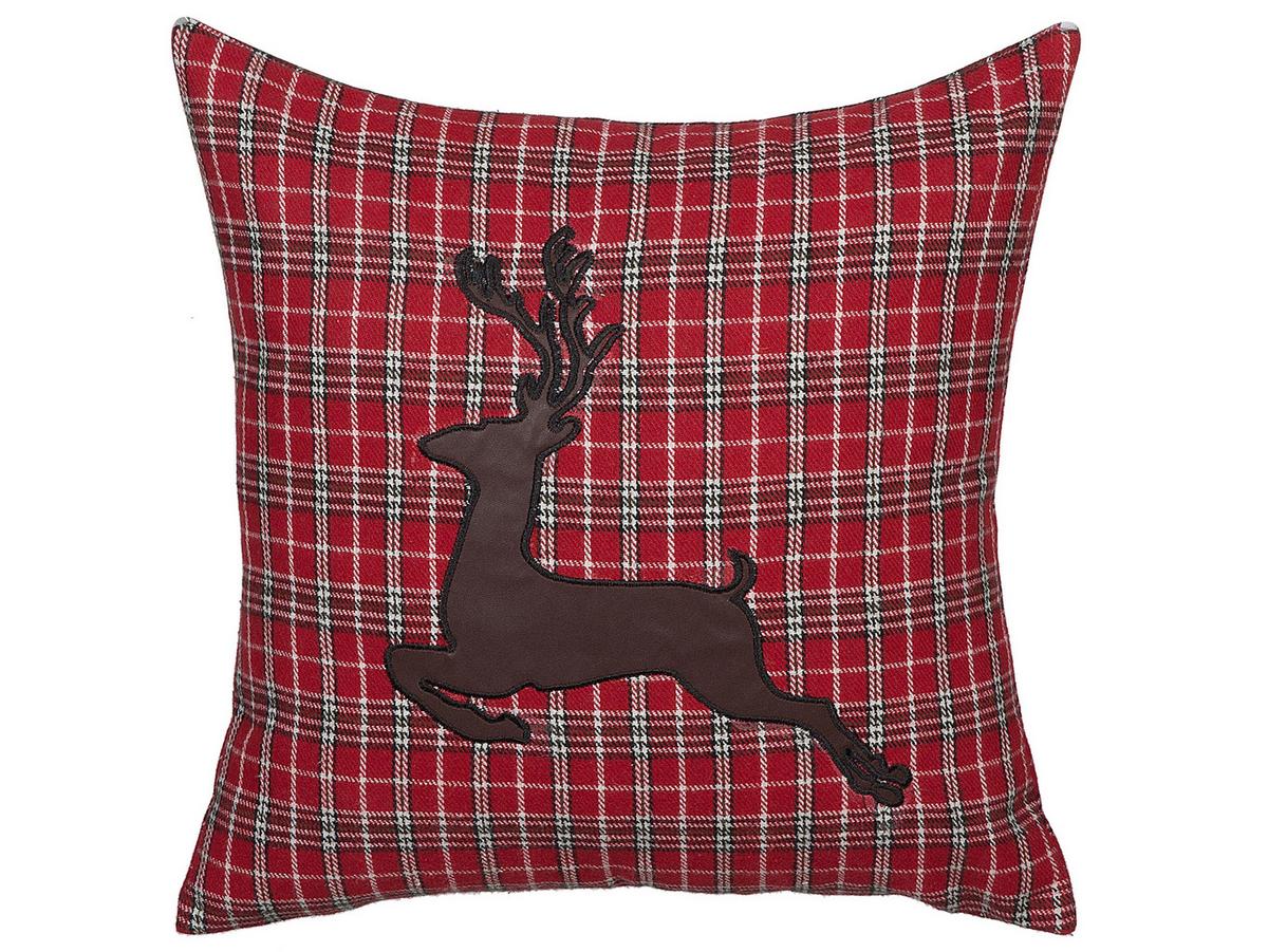 DEKOKISSEN 2er-Set Dunkelrot 45/45 cm Comet - Dunkelrot, Textil (45/45cm) - Beliani