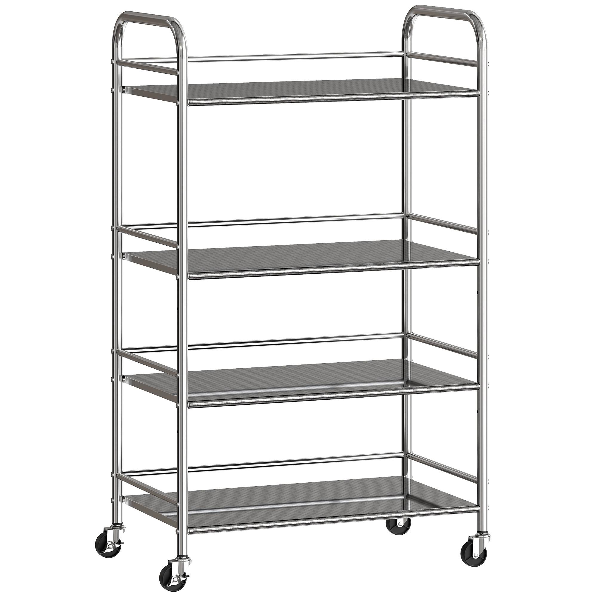 SERVIERWAGEN Edelstahl Silber - Silberfarben, Metall (35/100/60cm) - HOMCOM