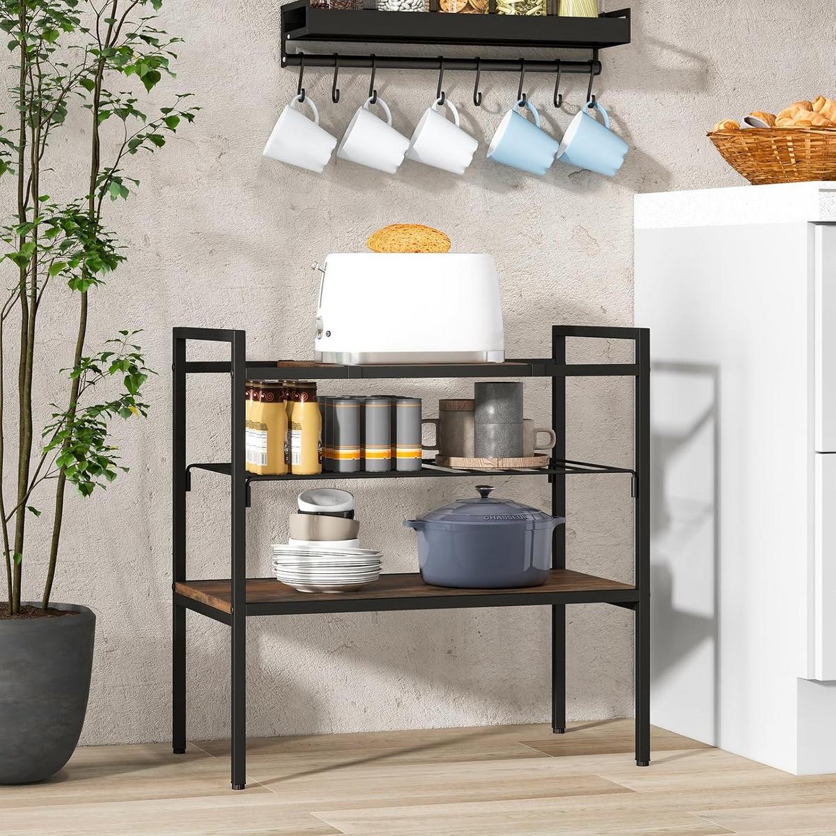BEISTELLTISCH 61cm Metall - Alteiche, Metall (34/60/61cm) - COSTWAY