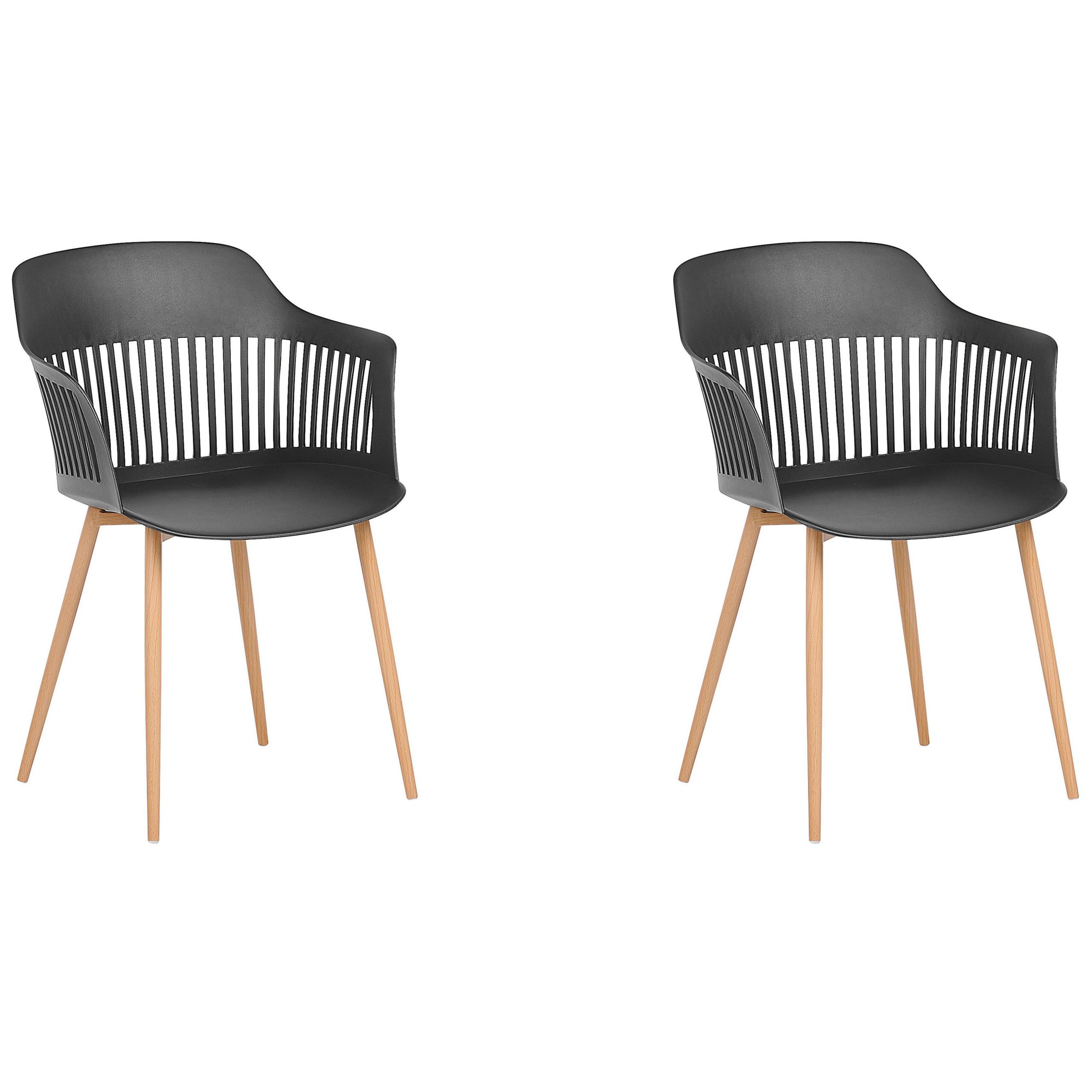 ESSZIMMERSTUHL 2er-Set Kunststoff Schwarz Bereca - Schwarz, Kunststoff/Metall (57/81/54cm) - Beliani