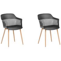 ESSZIMMERSTUHL 2er-Set Kunststoff Schwarz Bereca - Schwarz, Kunststoff/Metall (57/81/54cm) - Beliani