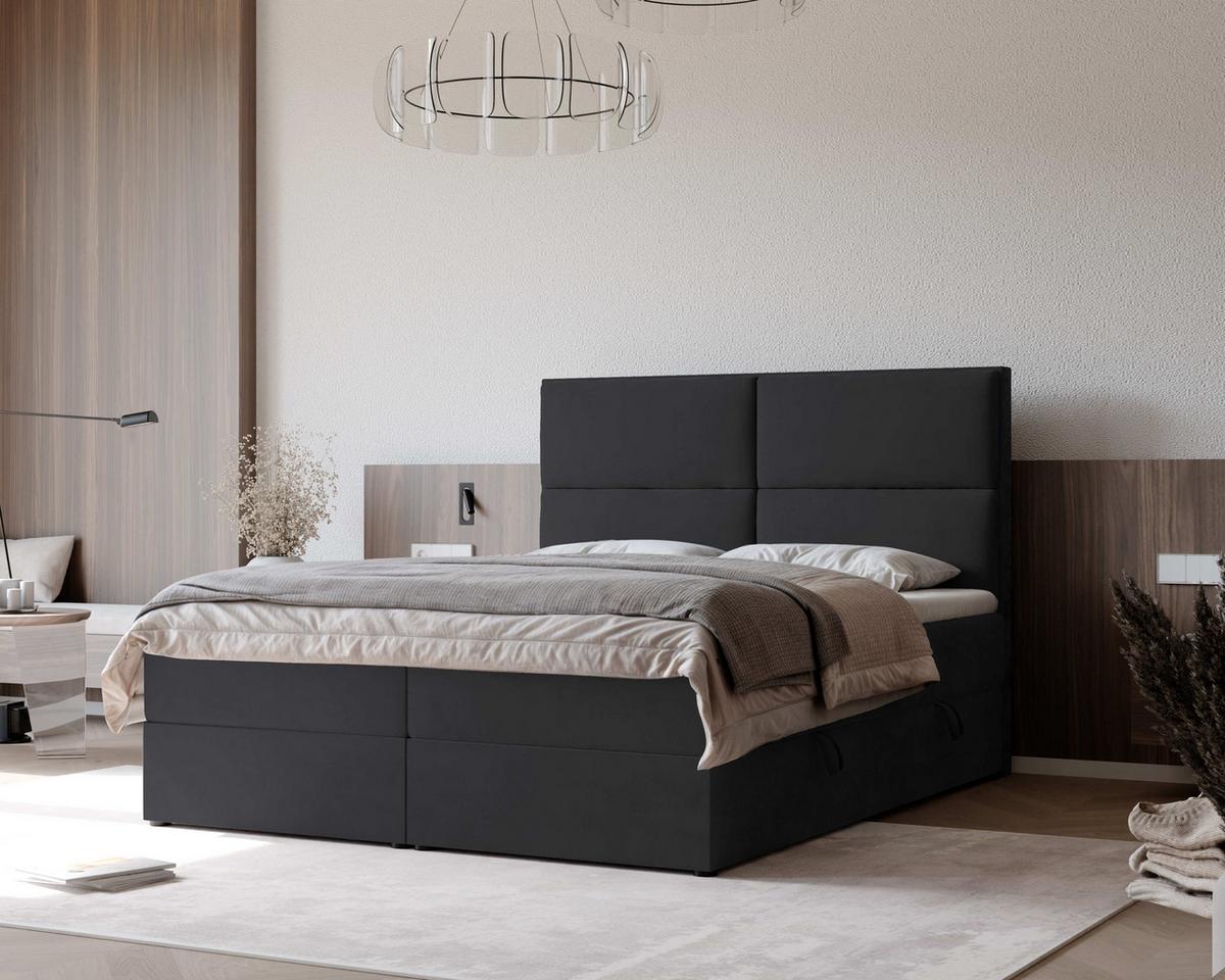 BOXBETT 120x200 cm mit Topper - Dunkelgrau, Holzwerkstoff/Textil (160/200cm) - Idohome