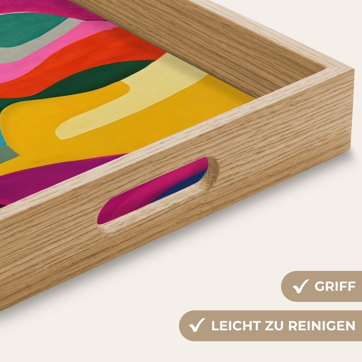 TABLETT Abstrakt - Bunt - Wellen - Linien 50x35 cm - Multicolor, Holz (50/5/5cm) - OnlyWow