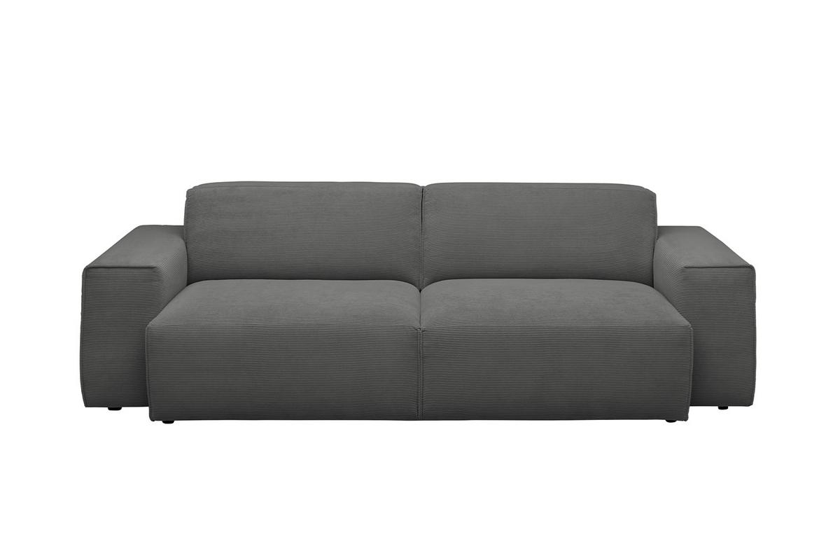 SOFA RANI Anthrazit Cord - Anthrazit/Schwarz, Kunststoff/Textil (256/71/101cm) - KAWOLA