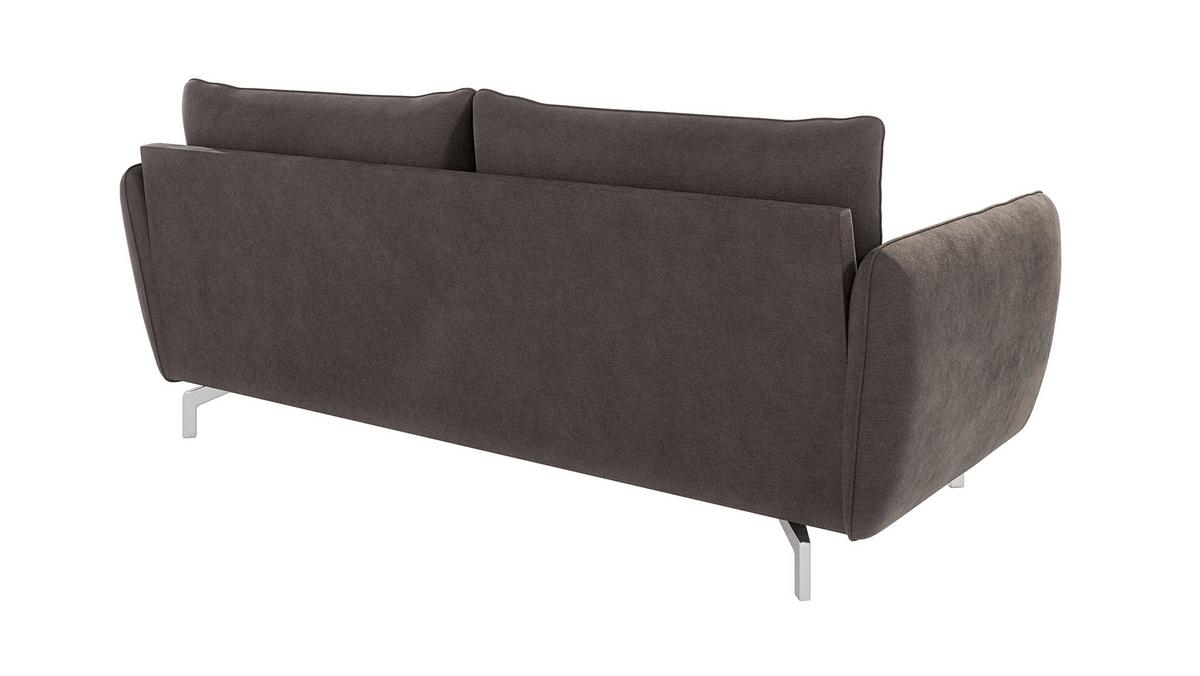3-SITZER-SOFA Elou Braun - Khaki Microfaser - Chromfarben/Dunkelbraun, Holz/Textil (203/87/92cm) - S-Style Möbel