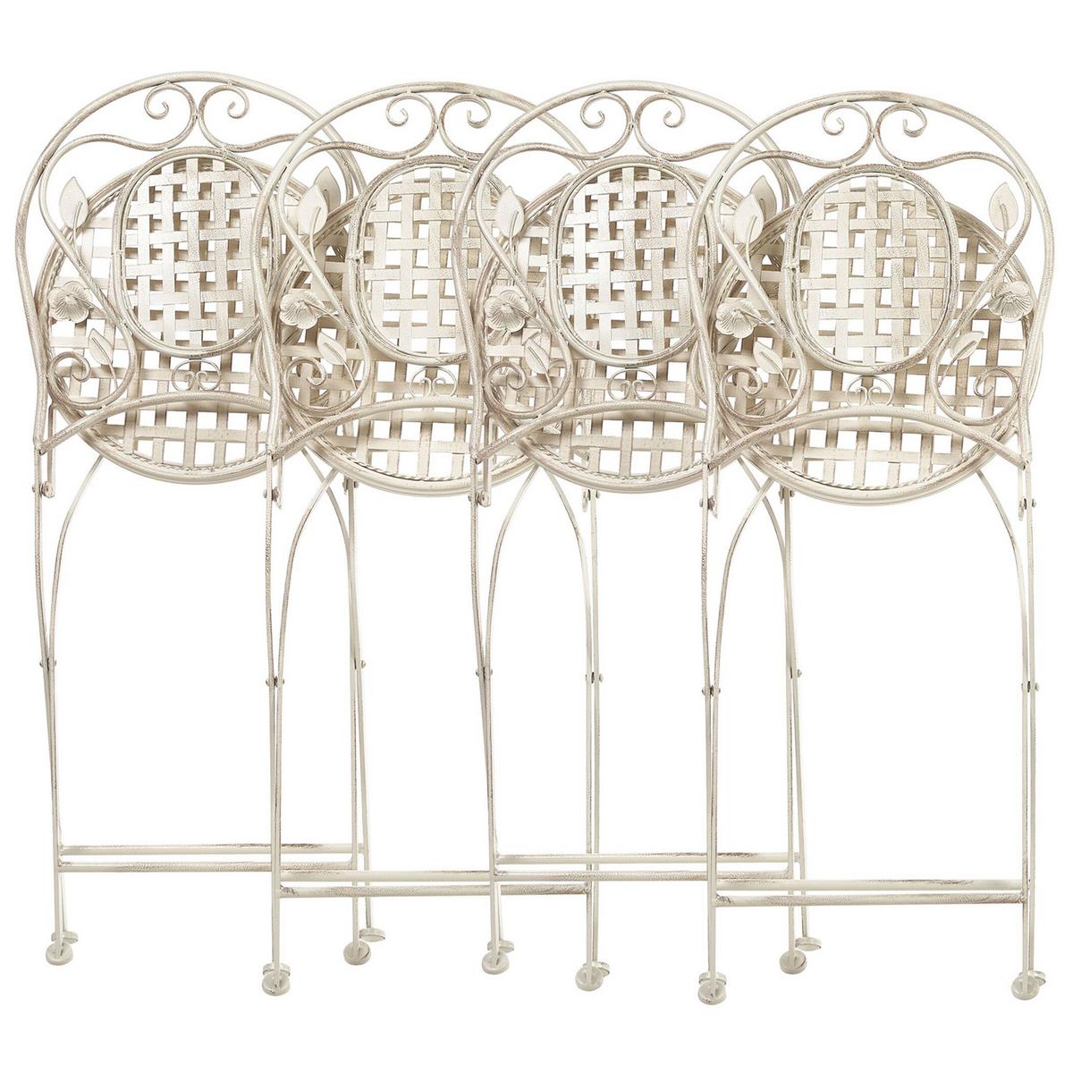 GARTENSTUHL 4er-Set Metall cremeweiß Bivio - Creme, Metall (43/93/52cm) - Beliani