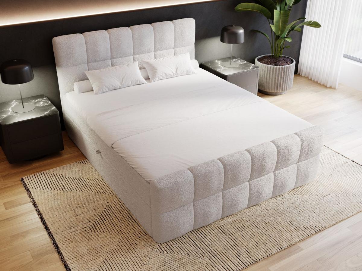 BOXBETT Alicante 140x200 Bouclé-Stoff Grau - Grau, Holz/Textil (140/200cm) - Graingold