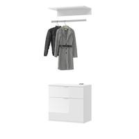 GARDEROBEN-SET weiß Hochglanz 61 cm, Zwischenbau mit Kleiderstange - Chromfarben/Weiß Hochglanz, Holzwerkstoff/Kunststoff (60/79/34cm) - Inn.Furn