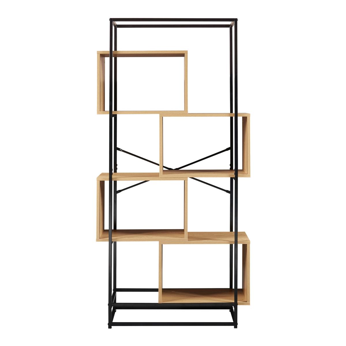 BÜCHERREGAL Rennebu - Eichefarben/Schwarz, Holzwerkstoff/Metall (80/160/33cm) - [en.casa]