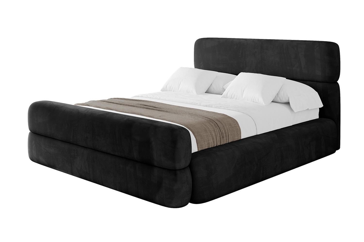 POLSTERBETT mit Bettkasten, Fußteil und Lattenrost, Boxbett ohne Matratze - ENORA-Z 180x200 Schwarz - Schwarz, Holzwerkstoff/Textil (180/200cm) - ALTDECOR