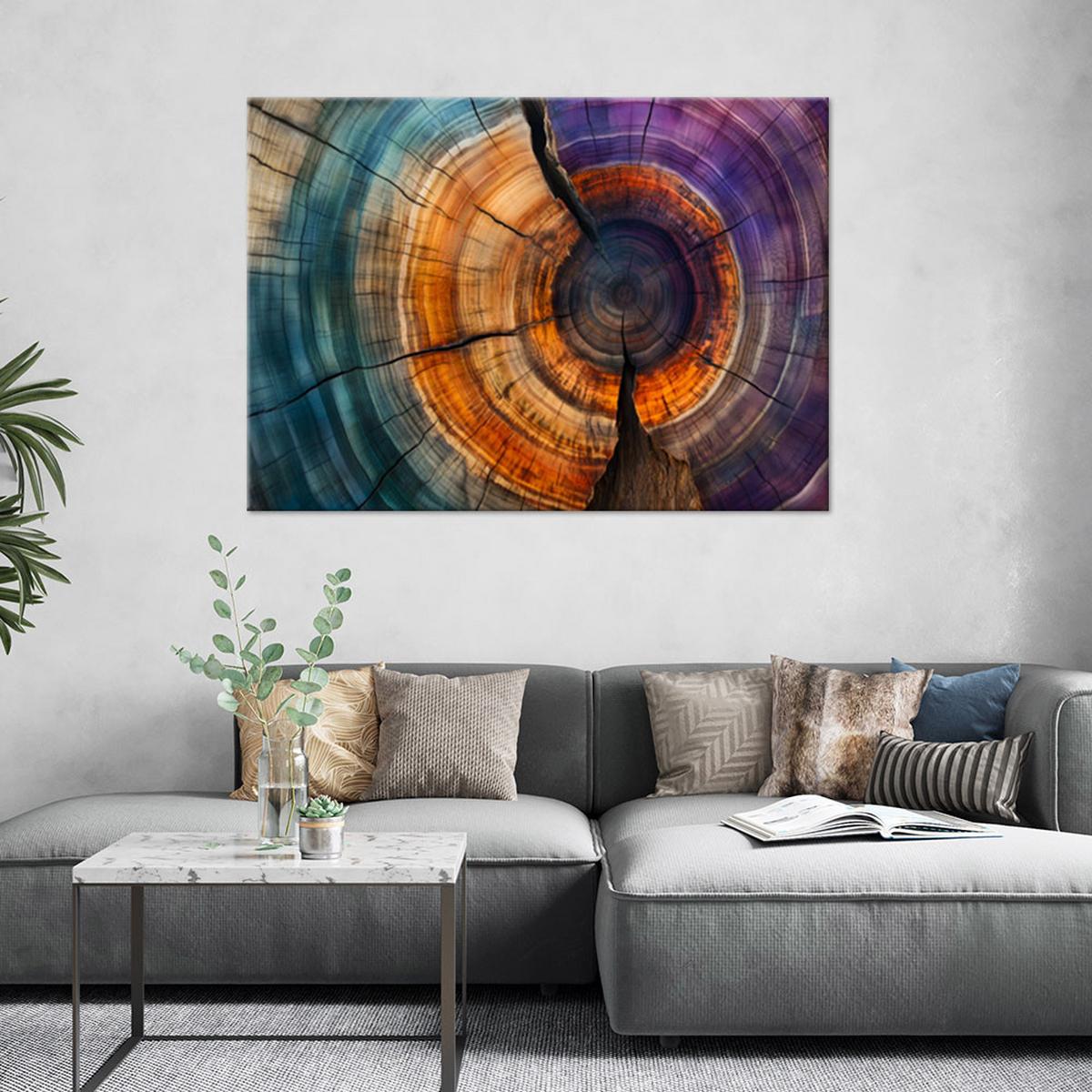LEINWANDBILD Baumringe Abstraktion 100x70cm - Multicolor, Textil (100/70cm) - Feeby