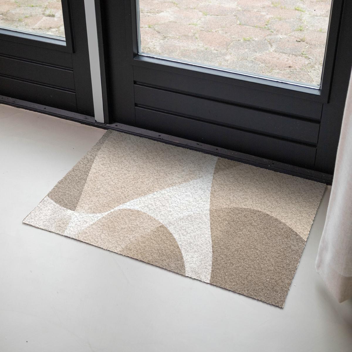 FUSSMATTE Glatte Oberflächen - Harmonisch - Wellenförmig Schmutzfangmatte 90x60 cm - Beige, Kunststoff (90/0.4cm) - MuchoWow