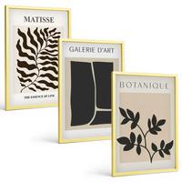 BILDER SET 3er Set - 40x60 cm Goldrahmen - Minimalistische Pflanzenposter - Goldfarben, Kunststoff (40/60cm) - TULUP