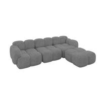 ECKSOFA modulares Sofa Rechts Miko-L2 302x205x75 Grau Velours - Schwarz/Grau, Holzwerkstoff/Kunststoff (302/205cm) - ALTDECOR