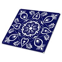 SELBSTKLEBENDE Wandfliesen 9 Stück 30x30 cm - Portugiesisches Azujelo - Blau, Textil (30/1.6/30cm) - TULUP