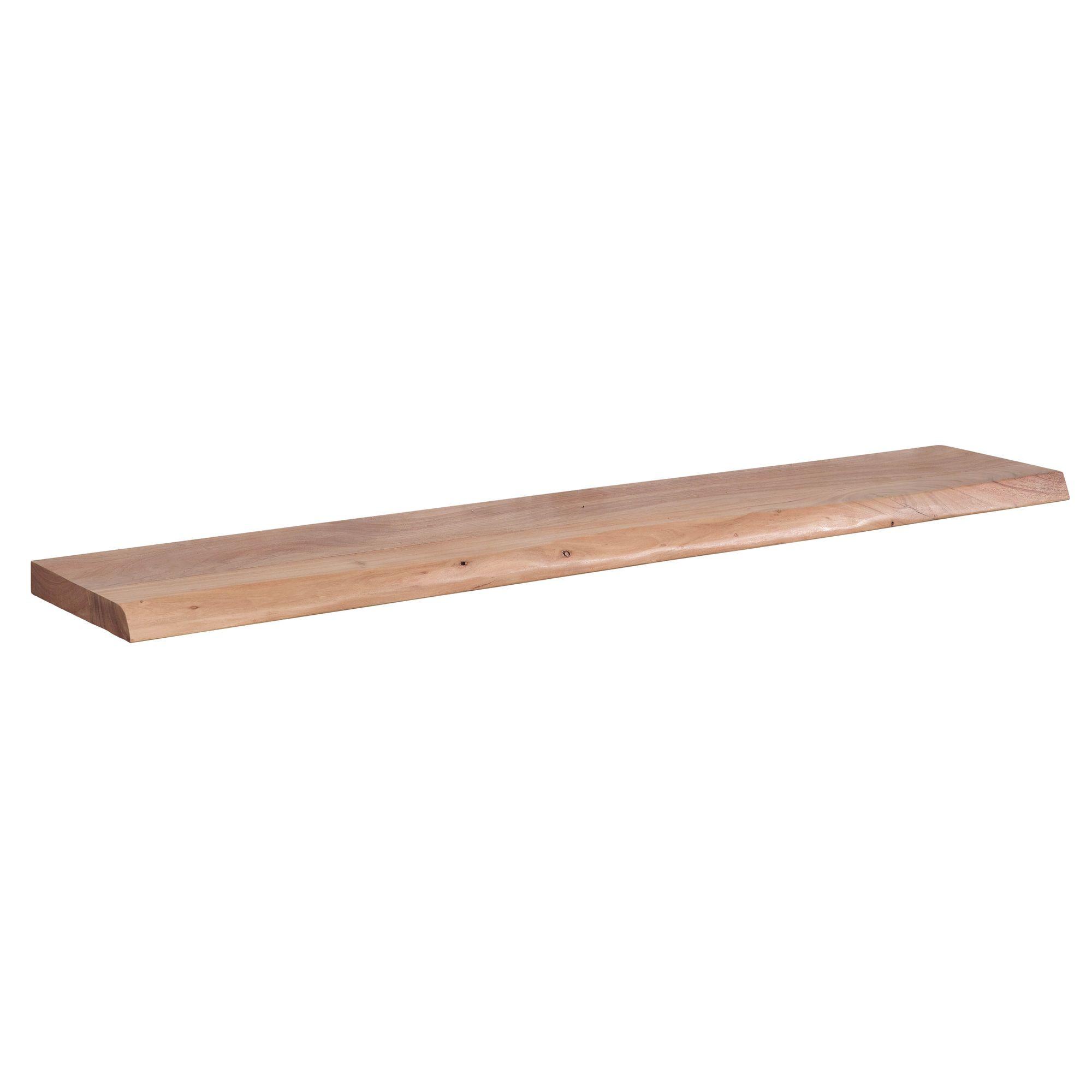 WANDREGAL Akazienholz Baumkante Rustikal, Beige 140x26x4 cm - Beige, Holz (140/4/26cm) - KADIMA DESIGN