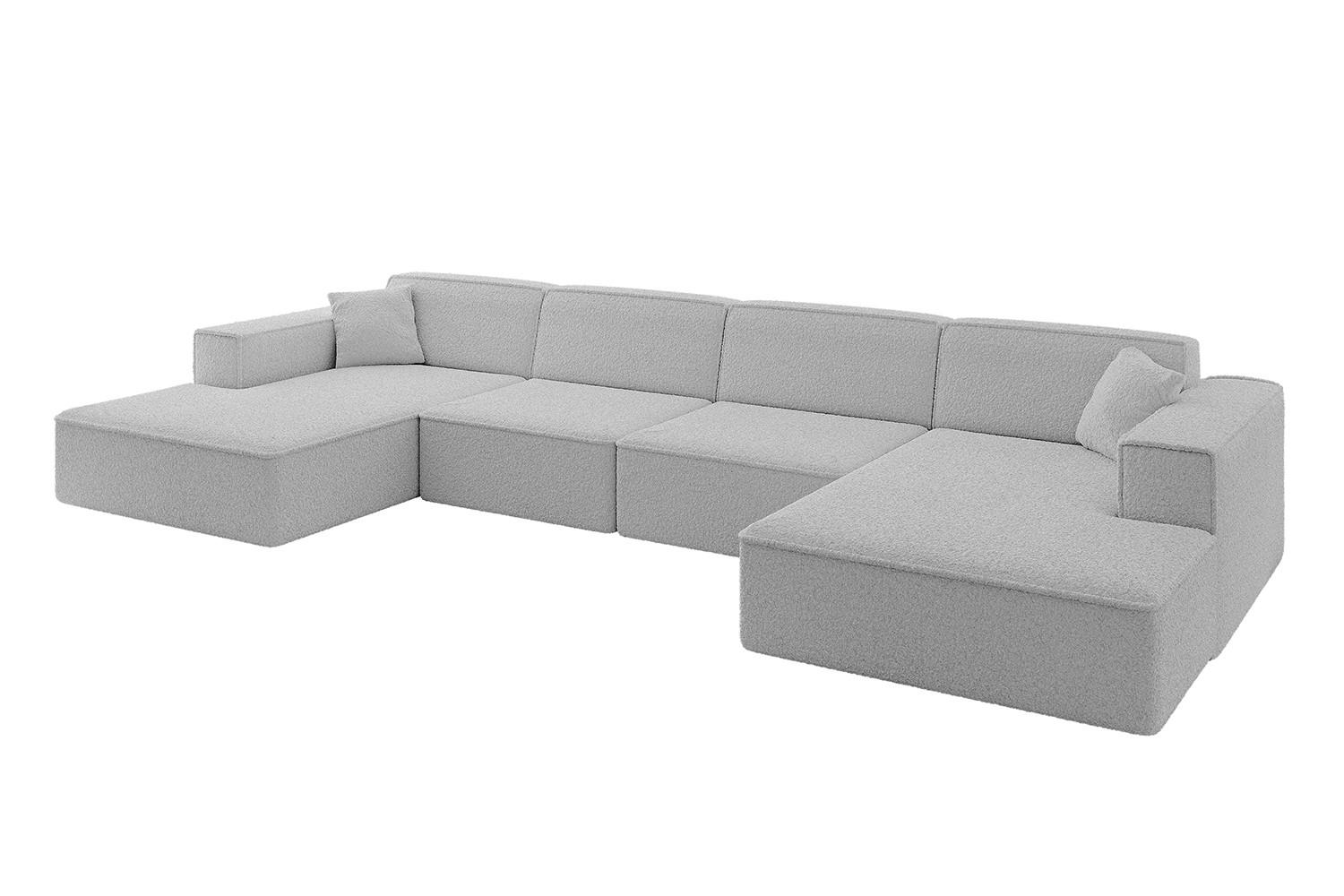 WOHNLANDSCHAFT IREA-U2-v4 - 386x165x77 cm Hellgrau - Hellgrau, Holzwerkstoff/Textil (386/77/165cm) - ALTDECOR