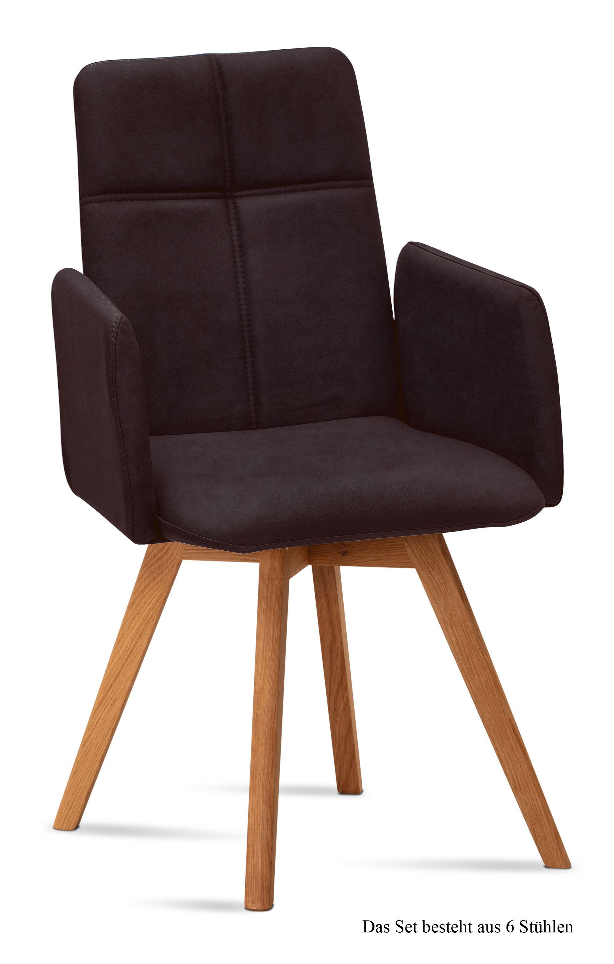 ARMLEHNSTUHL (6er-Set) Dinah 52x92x60 Eiche geölt/Espresso - Eichefarben/Dunkelbraun, Kunststoff (60/92/52cm) - 58aufmkessel