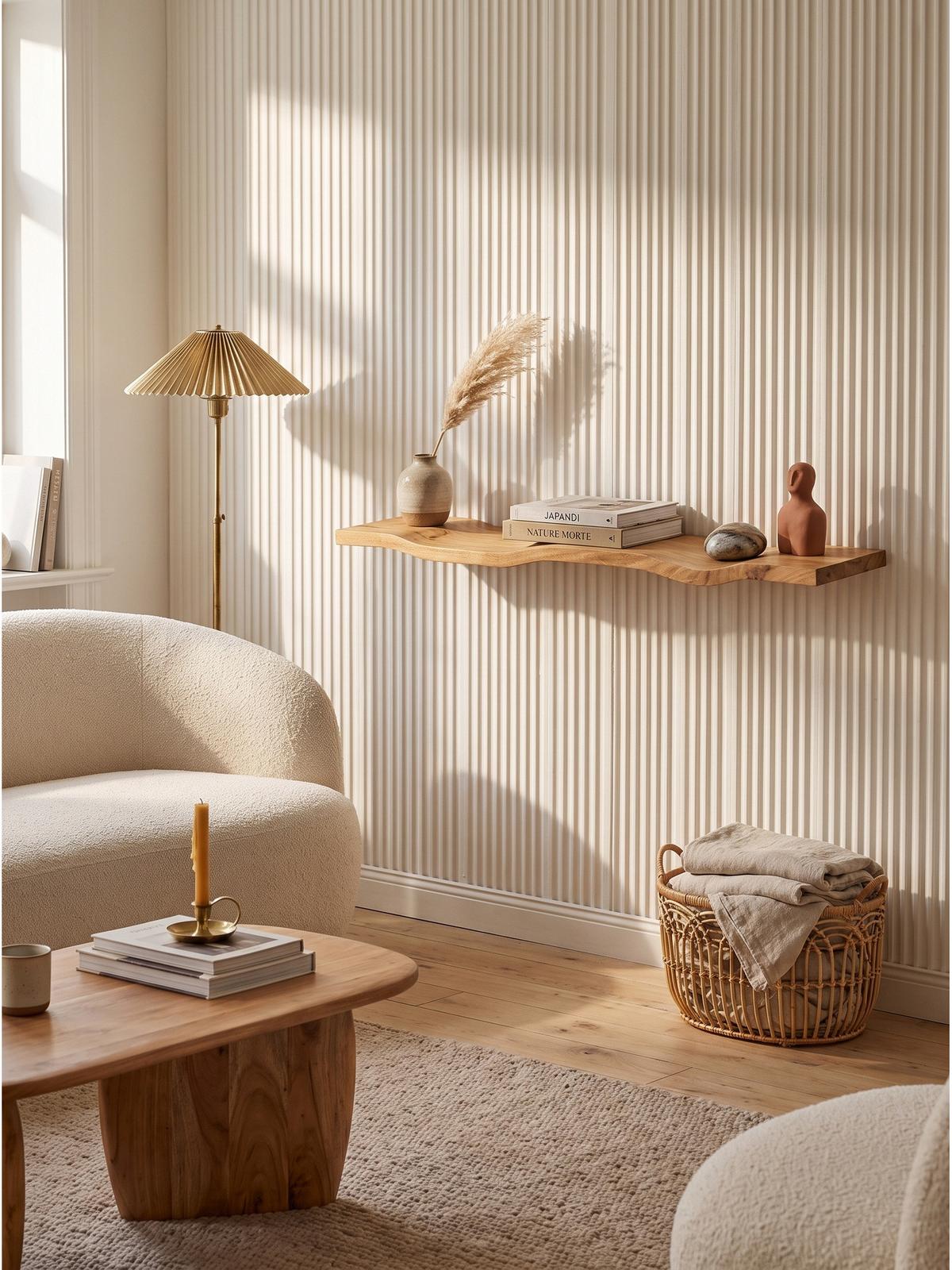 WANDREGAL LEVANTO, Akazie Massivholz, handgefertigt, 80 x 20 x 2,5 cm - Akaziefarben, Holz (80/2.5/20cm) - KADIMA DESIGN