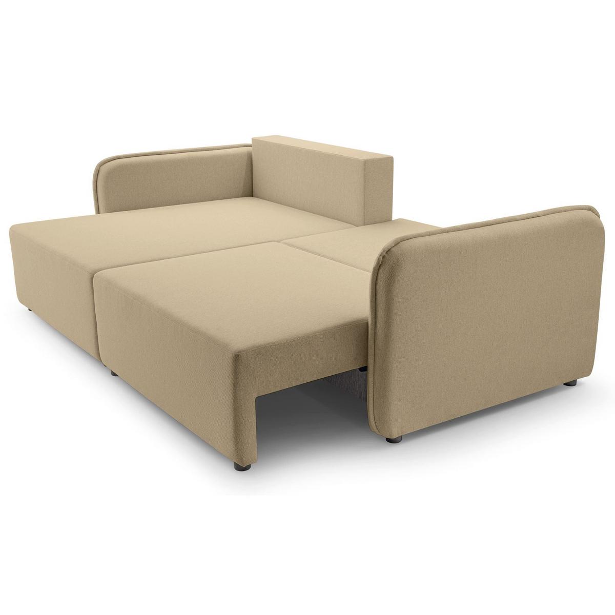 ECKSOFA Kassian, Beige Strukturstoff, linksseitig - Beige/Schwarz, Kunststoff/Textil (227/147cm) - Selsey
