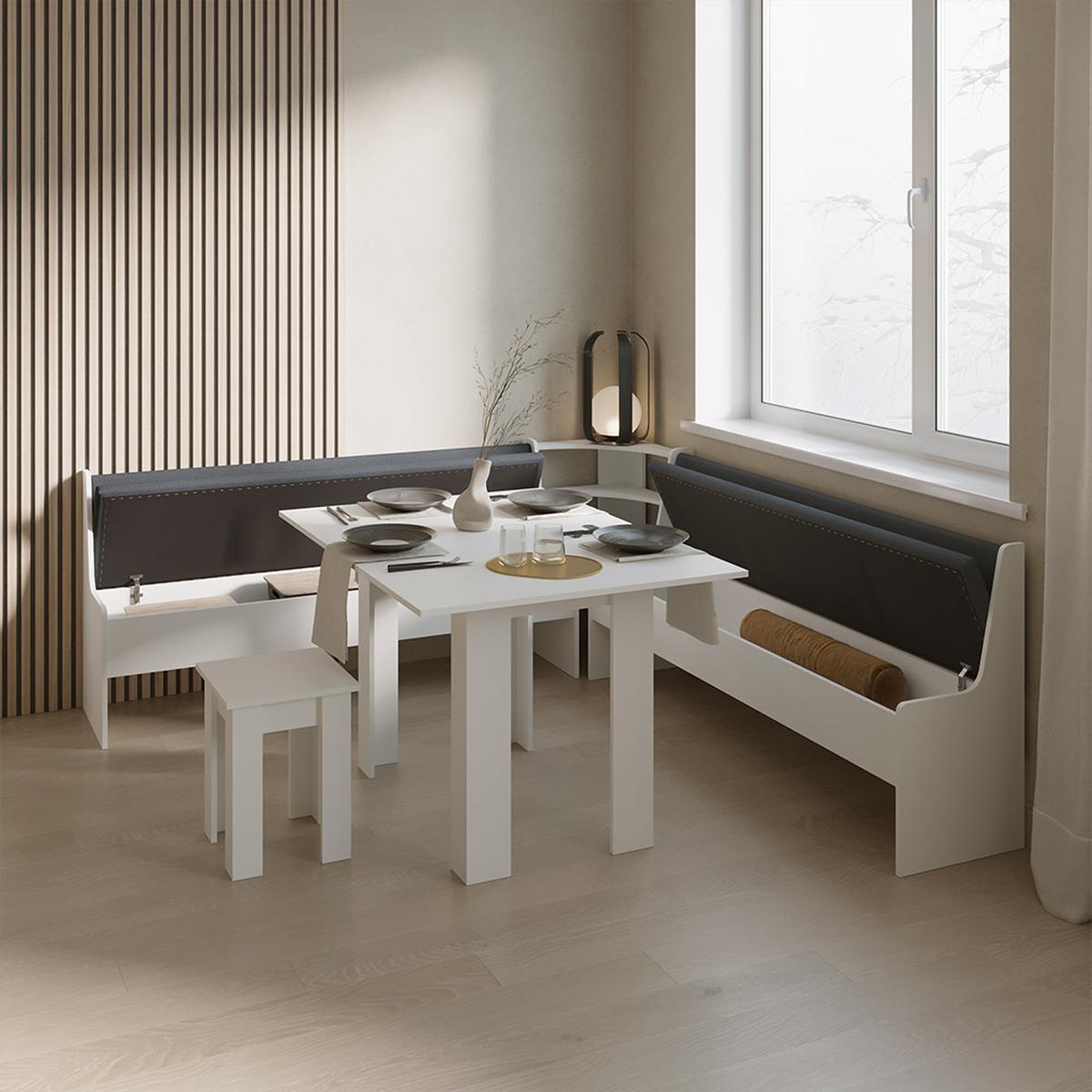 ESSZIMMER-ECKBANK Tiberio Weiß 41.5 x 166.6 cm - Weiß, Holzwerkstoff (41.5/166.6cm) - Livinity®