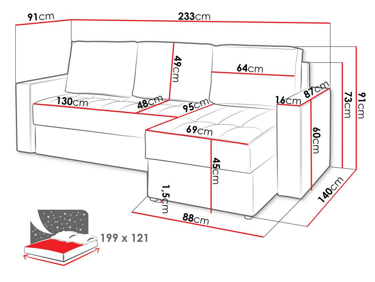 ECKSOFA Calabrini - Blau/Schwarz, Holz/Kunststoff (233/140cm) - MIRJAN24