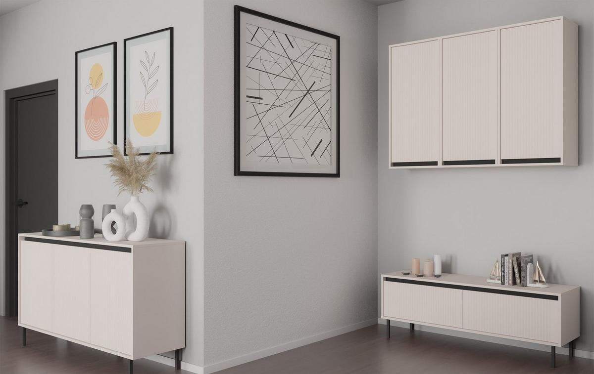 HÄNGESCHRANK Osaka Sandbeige 46 cm - Beige/Schwarz, Holzwerkstoff (45.8/100/32cm) - Selsey