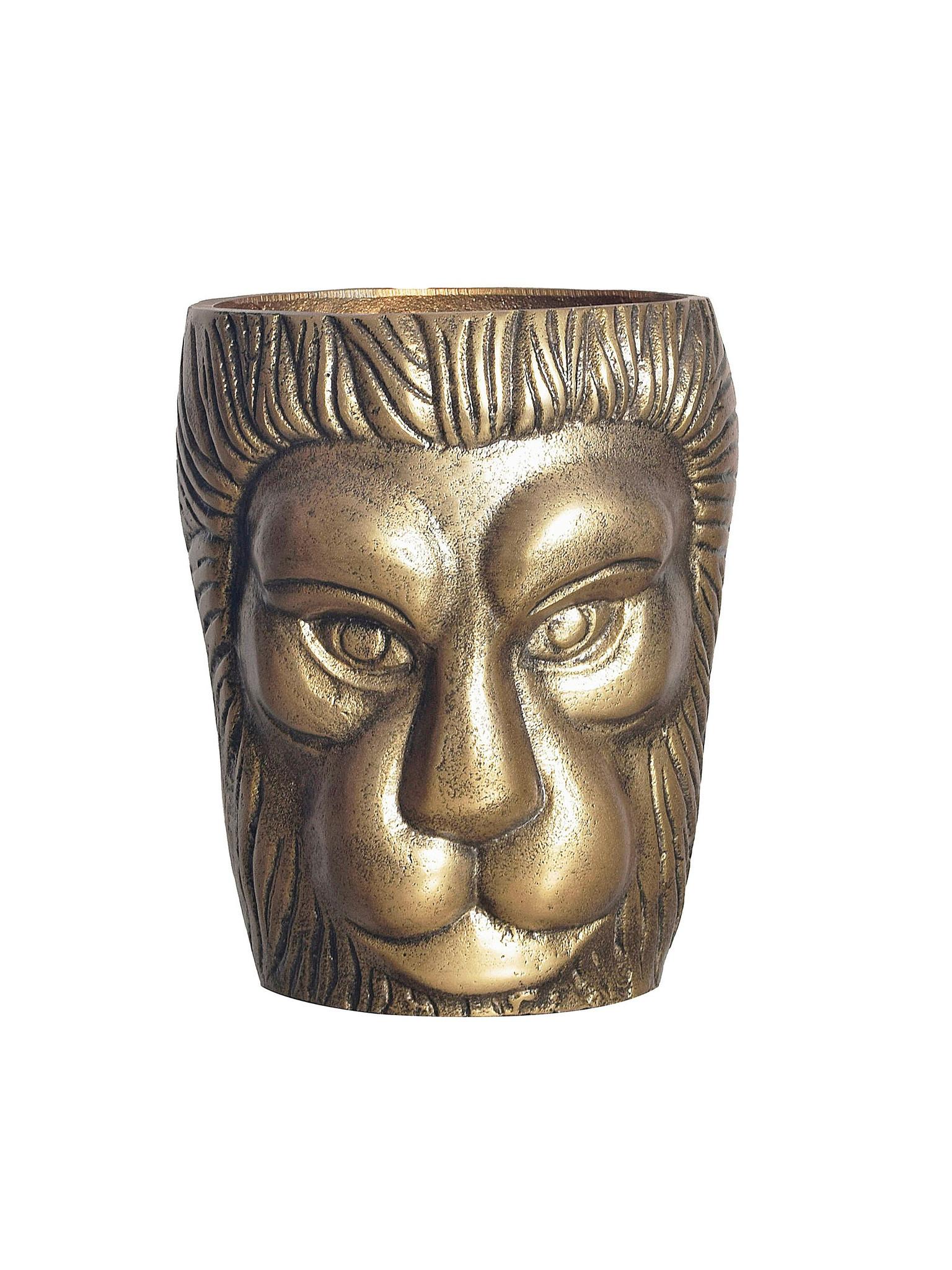 METALLVASE DENDER, Aluminium, handgefertigt, Gold, Ø 18 x 21 cm - Goldfarben, Metall (21cm) - KADIMA DESIGN