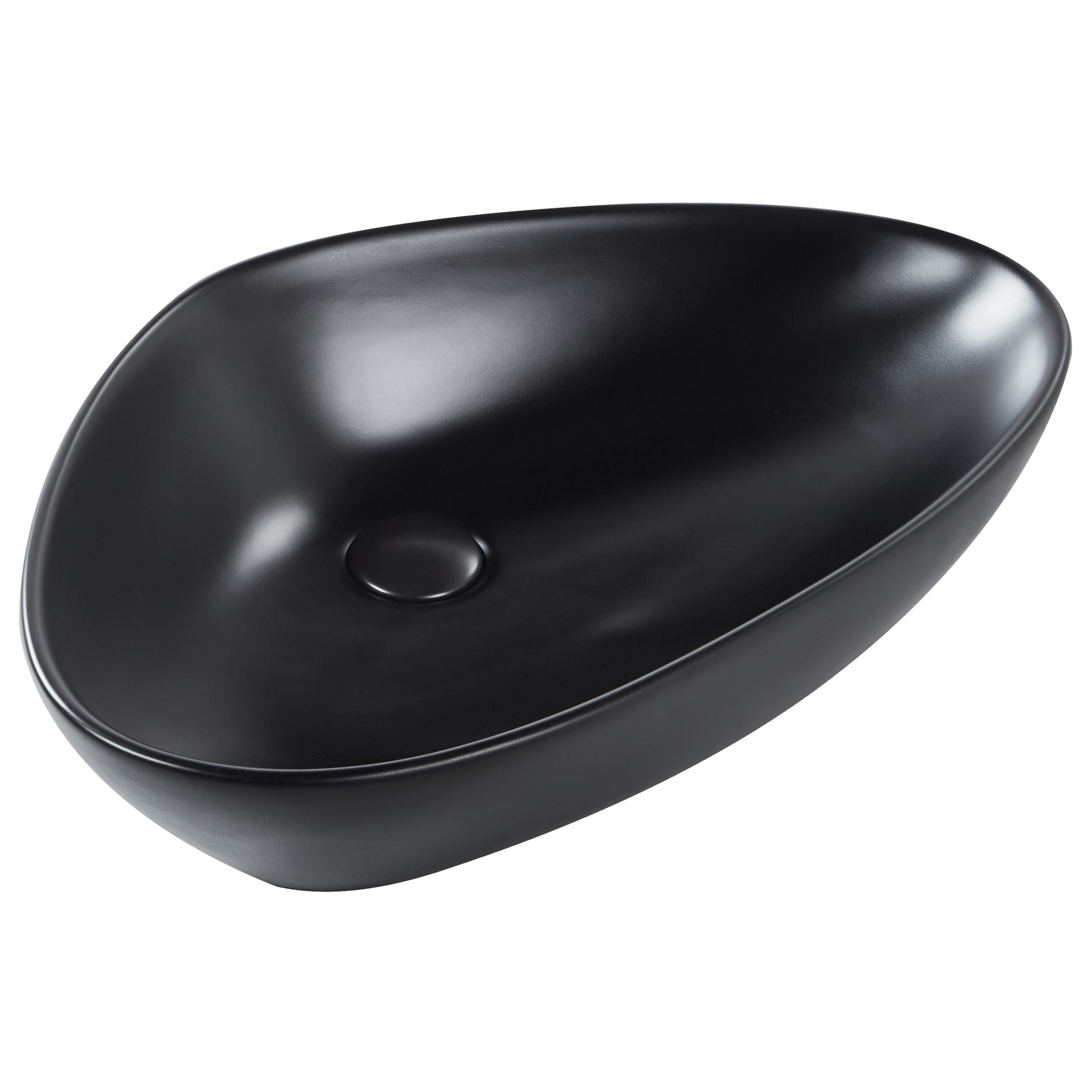 AUFSATZWASCHBECKEN Schwarz 60/39 cm Keramik Tirig - Schwarz, Keramik (60/14/39cm) - Beliani