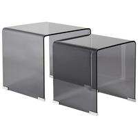 BEISTELLTISCH 2er Set Schwarz Kendall - Schwarz, Glas (42/42/42cm) - Beliani