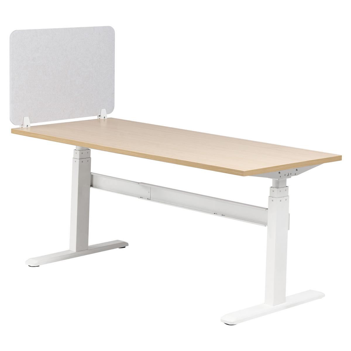 SCHREIBTISCHTRENNWAND 72x50 cm Cremeweiß Split - Creme, Textil (1/72/50cm) - Beliani