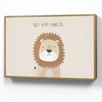 WANDLEUCHTE MIT AKKU Löwe - Beige - Tier - Mutig - Zitat 90x60 cm - Beige, Holzwerkstoff (90/60/8cm) - OnlyWow