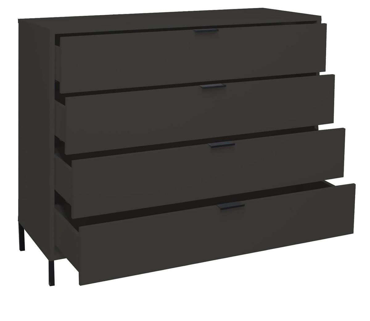 KOMMODE Erna 119x45x102 Anthrazit matt Lack - Anthrazit, Holzwerkstoff (119/102/45cm) - 58aufmkessel