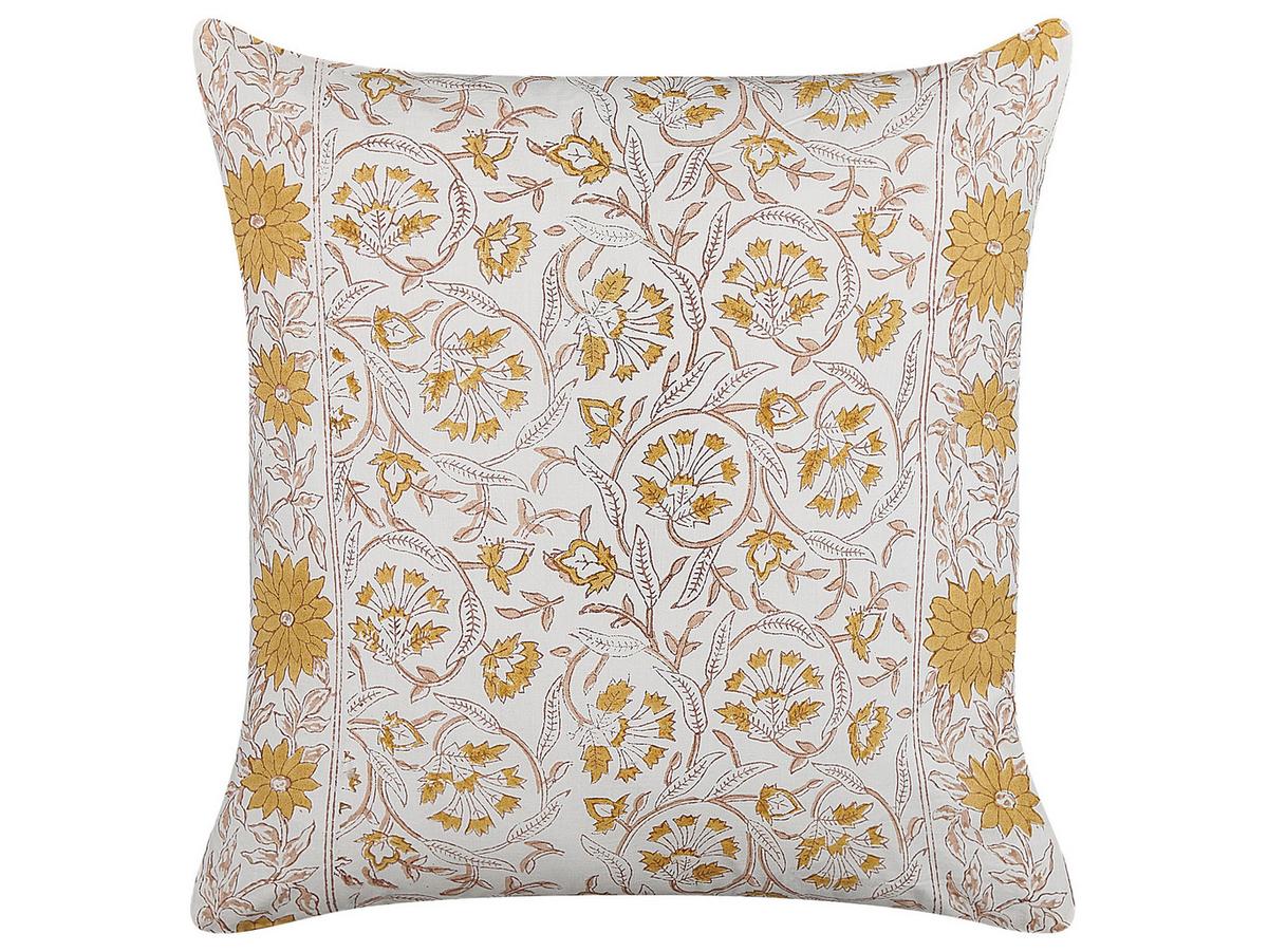 DEKOKISSEN 2er-Set Weiß 45/45 cm Calathea - Weiß, Naturmaterialien/Textil (45/45cm) - Beliani