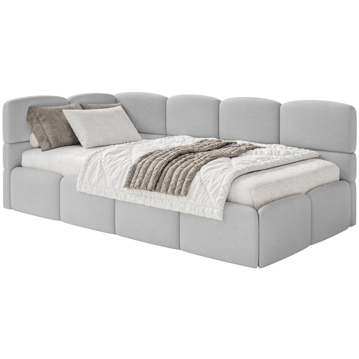 JUGENDBETT Cloudy Hellgrau 120 cm, Chenille - Hellgrau/Schwarz, Kunststoff/Textil (120/200cm) - Selsey